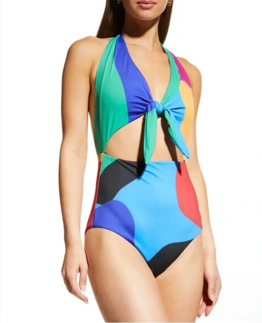 Mara Hoffman Maddy Cutout One-Piece Swimsuit Wisteria Size 14